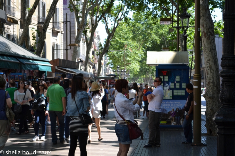 People walking on Las Rambla in Barcelona