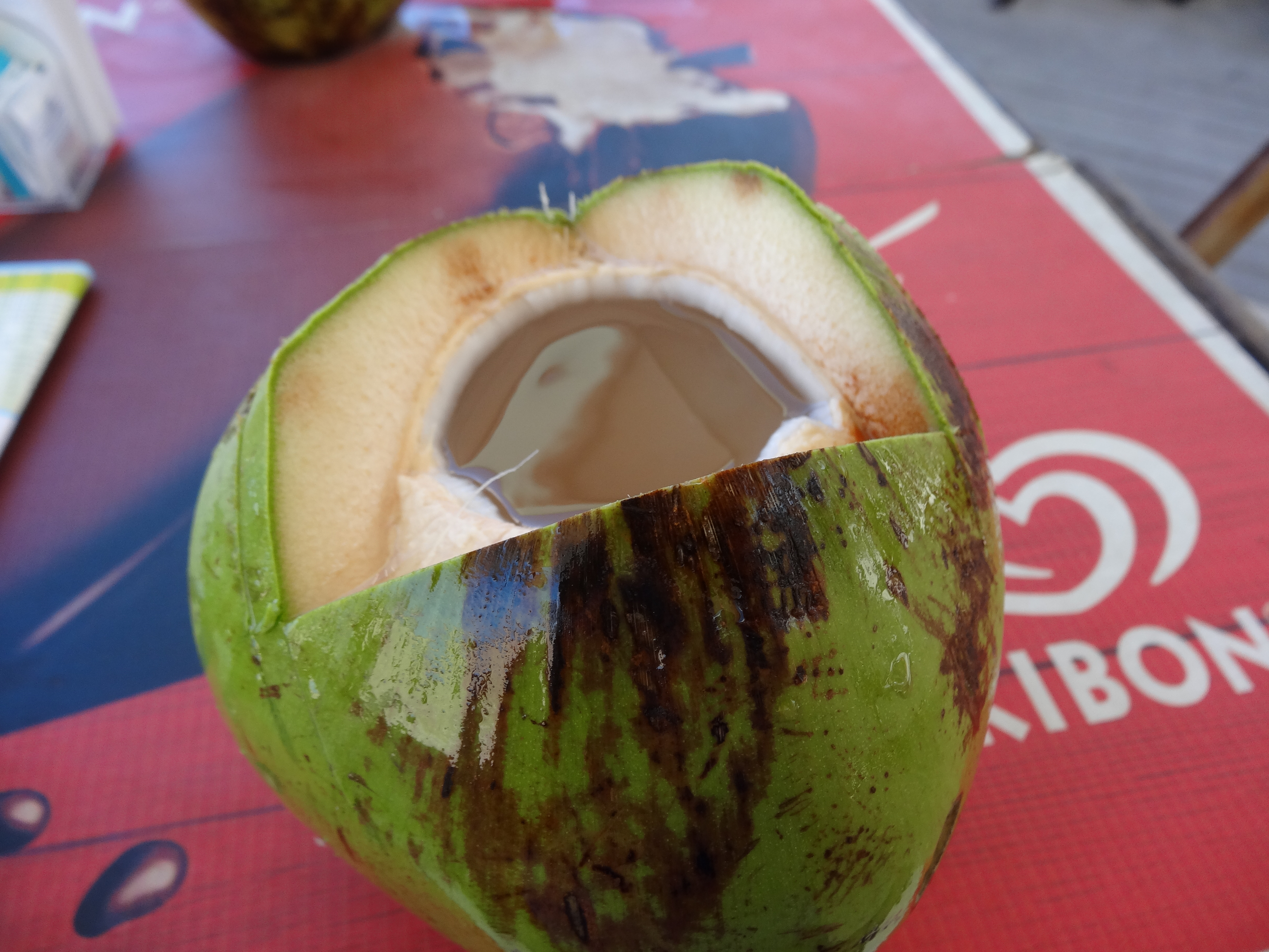 These coconuts are sold on the beach. They just cut them open for you and they are delish!