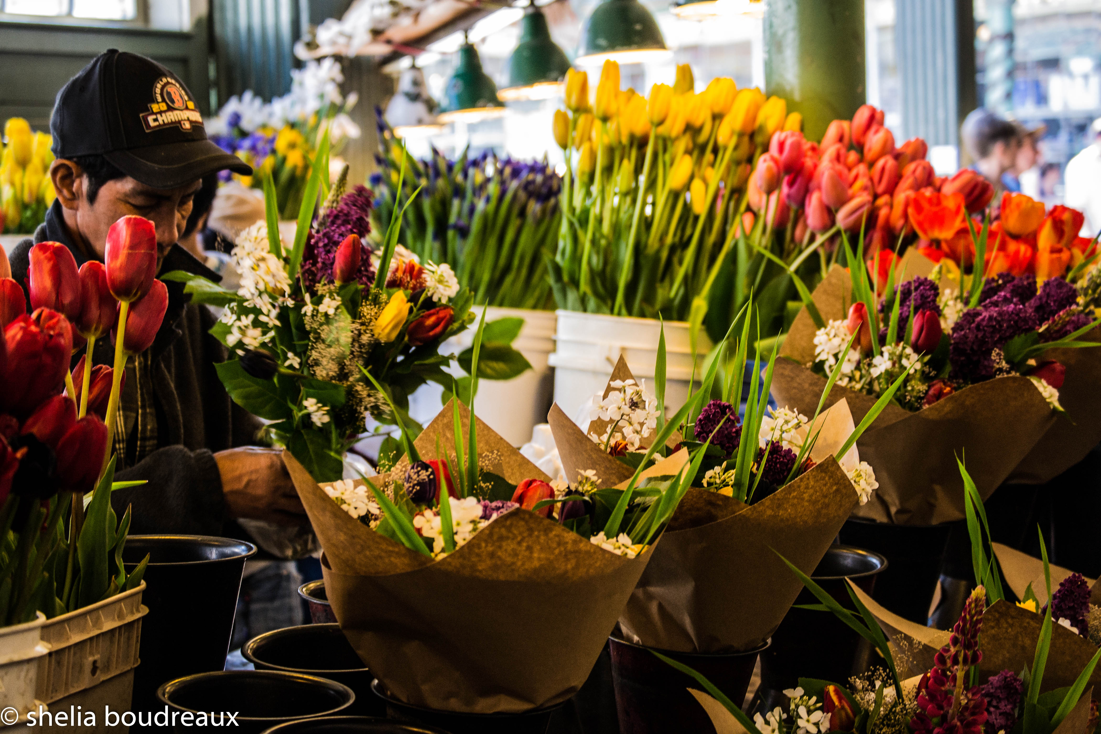 The big thing at the public market is the flowers. They are beautiful and everywhere to buy! 