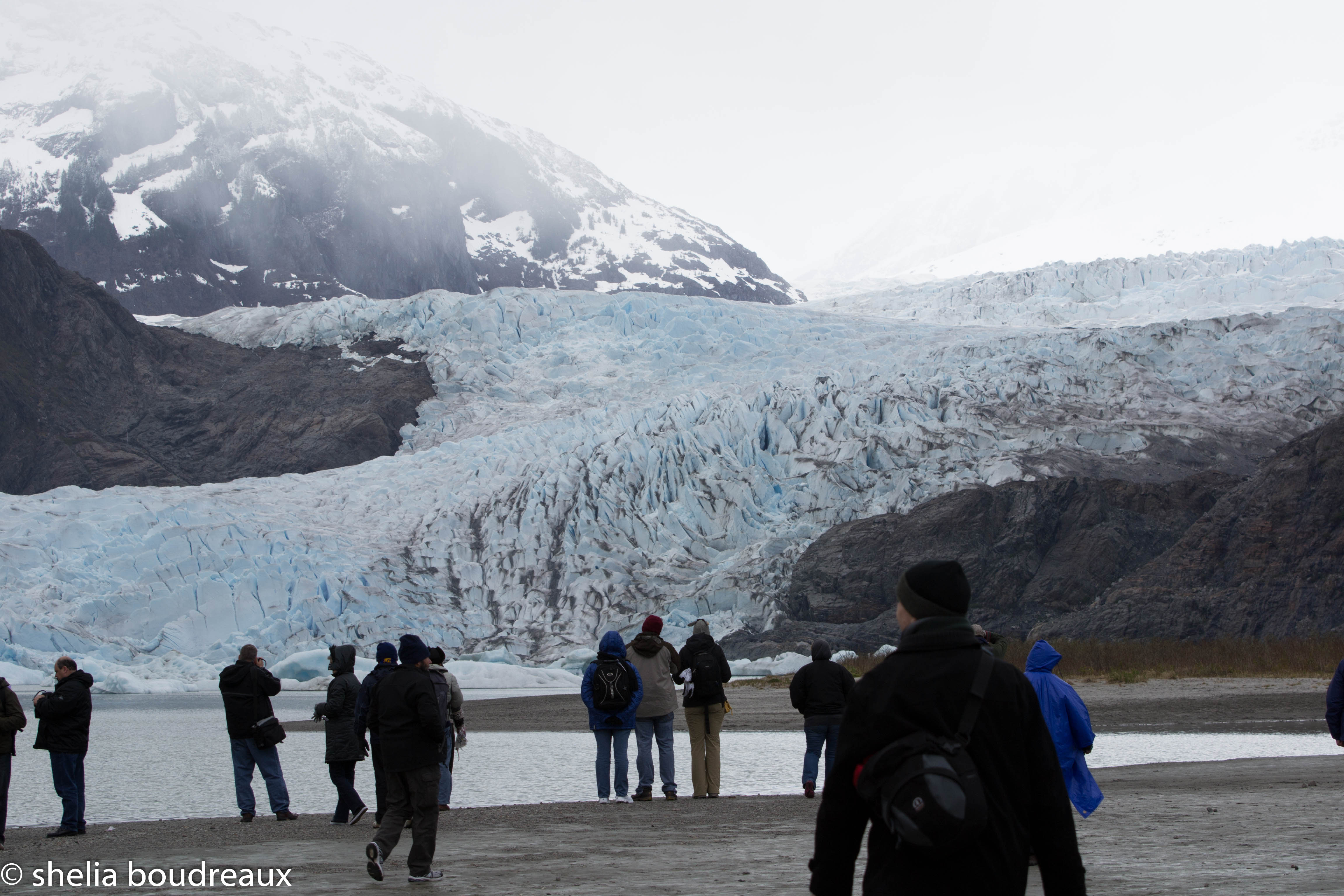 The guide said it was one mile from where we were standing. That is how big the glacier is!!