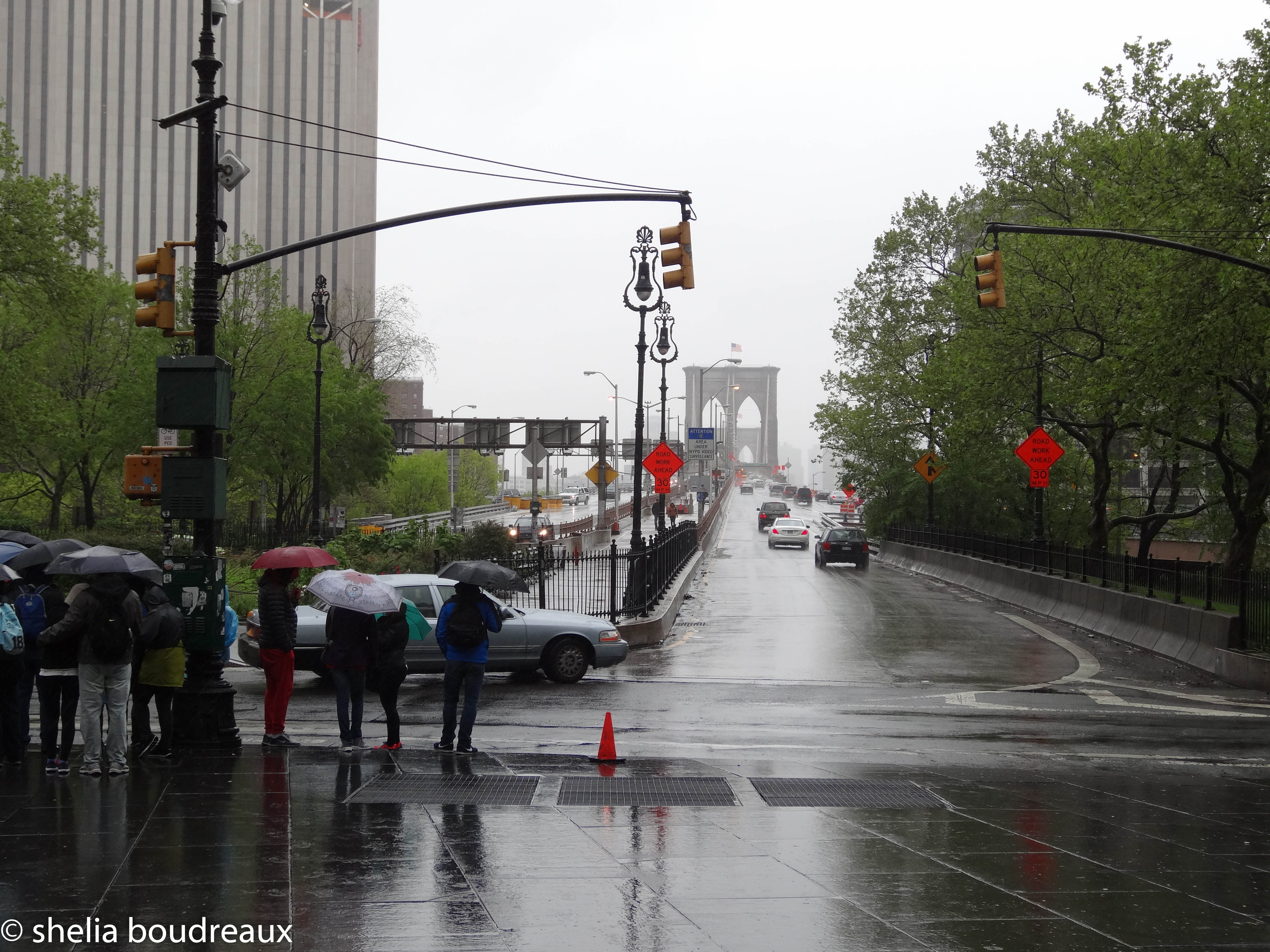 Raining too much for us to walk across the Brooklyn bridge!