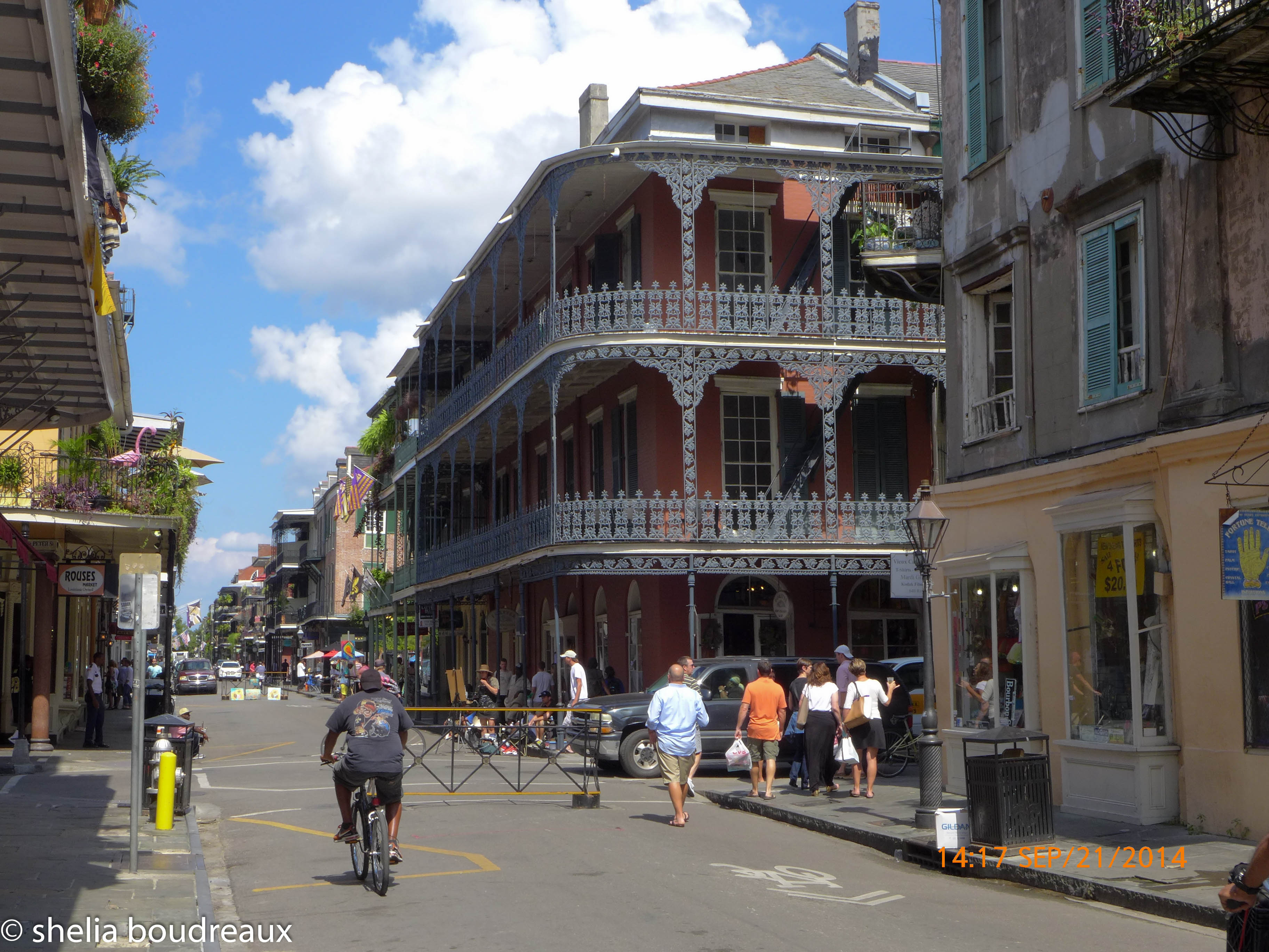This is typical French Quarter architecture.  The Spanish occupied Louisiana and had much influence on the way the balconies were done.  This style can be seen in parts of Spain now days as well. 